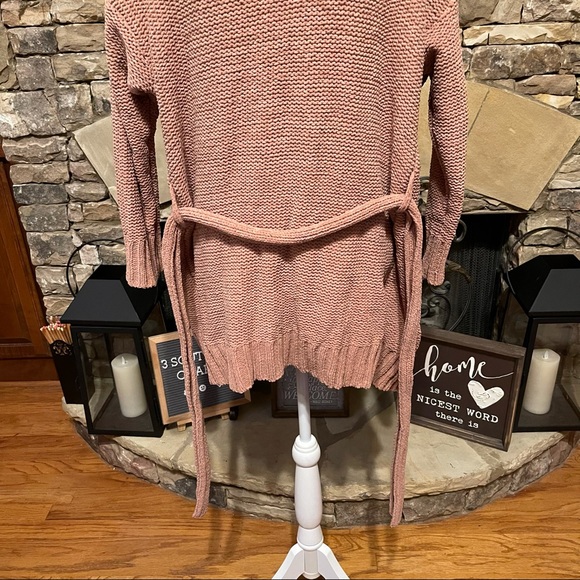 NWOT Aerie Tan Chenille Tie Front Cardigan Sweater Size Small - Picture 7 of 10